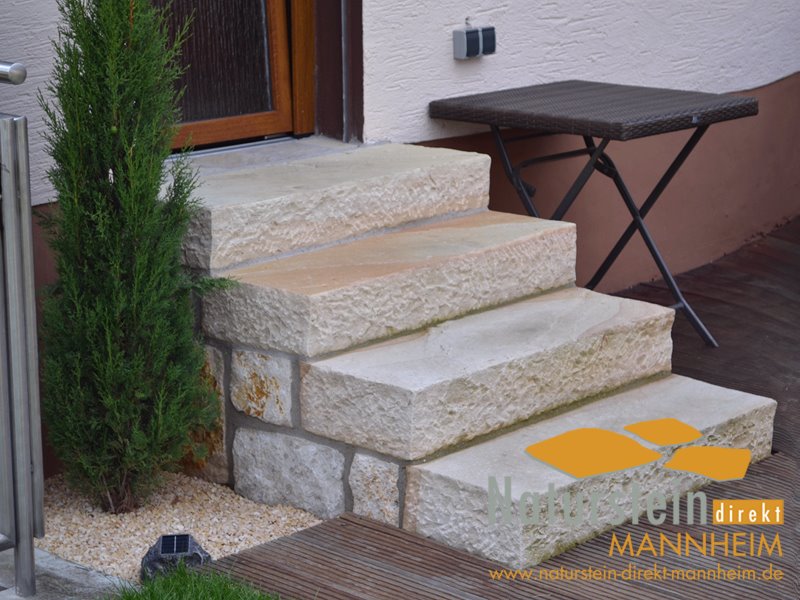 Blockstufen Sandstein LemonMint Natursteinpark RheinNeckar